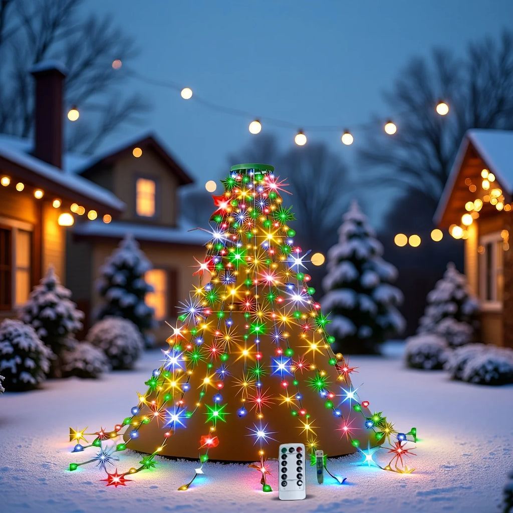 Christmas Tree Waterfall Lights-400/320High-Brightness LEDsUSB&Remote Control,8Lighting Modes Indoor/Outdoor Christmas TreeDeco
