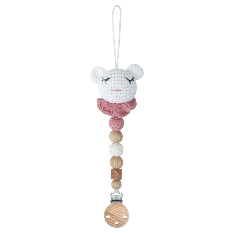 Crochet Koala Pacifier Clip, Handbell Rattle, Teether Doll, Pacifier Chain Clip Set, Cartoon Teething Toy