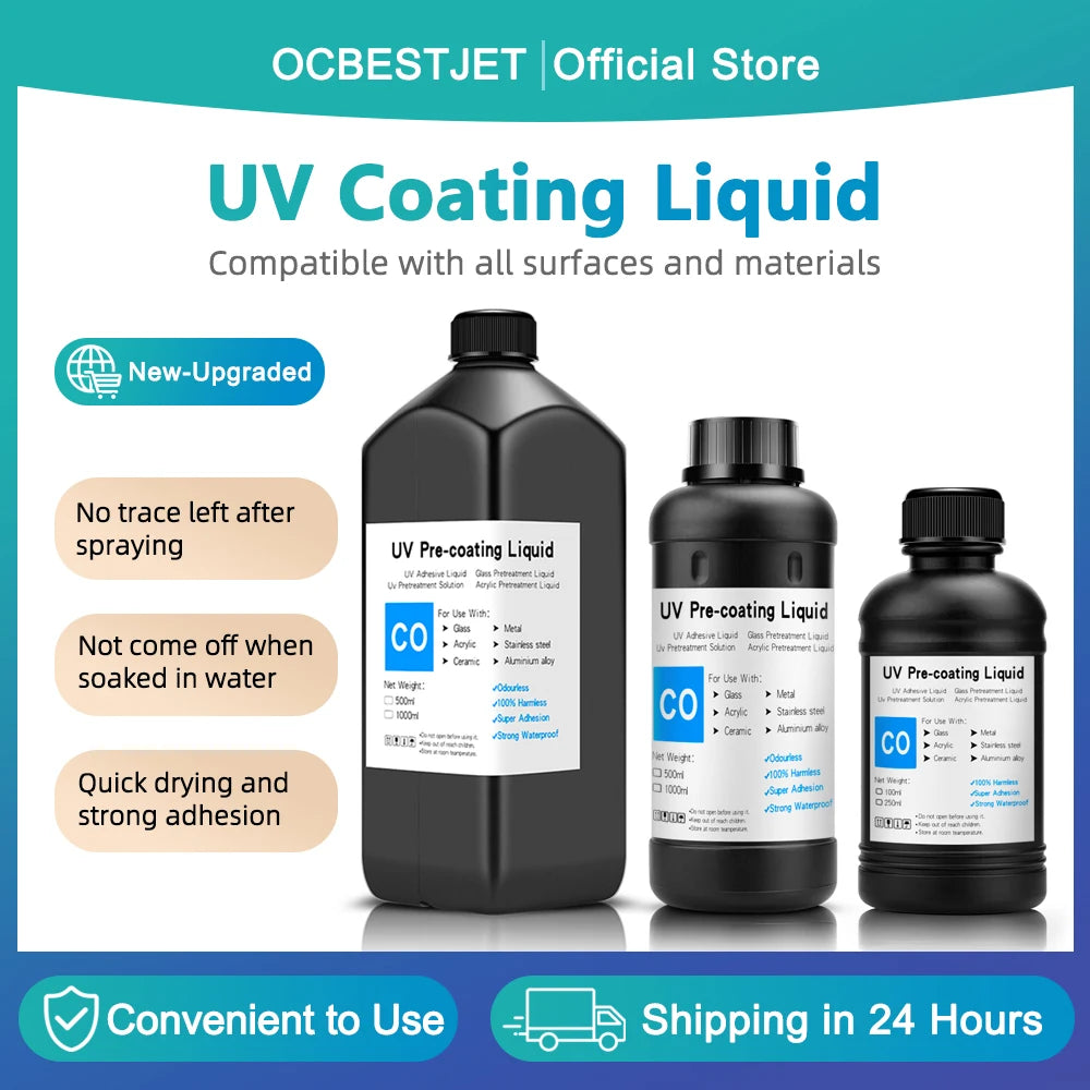 1000ML UV Pre-Coating Primer For UV Flatbed Printer For Printing on Glass Ceramic and Acrylic Metal Wood UV Coating Liquid