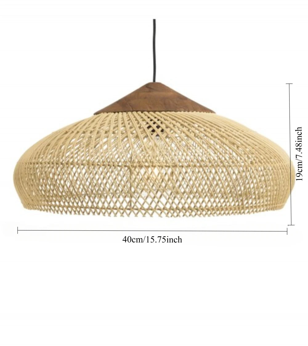 Bohemian Handwoven Rattan Chandelier Scandinavian Wicker Pendant Light with E27 Base for Dining Room & Loft