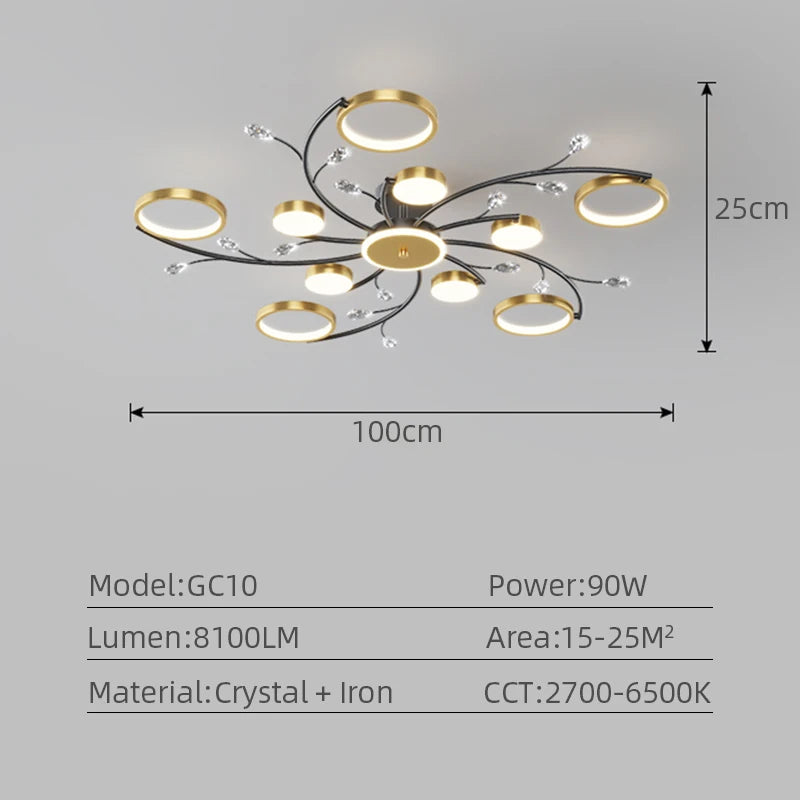 Lustre Chandelier Ceiling Lights Simple Black Gold Luxury Home Pendant Light Nordic Modern Smart Lobby Dining Room Chandeliers