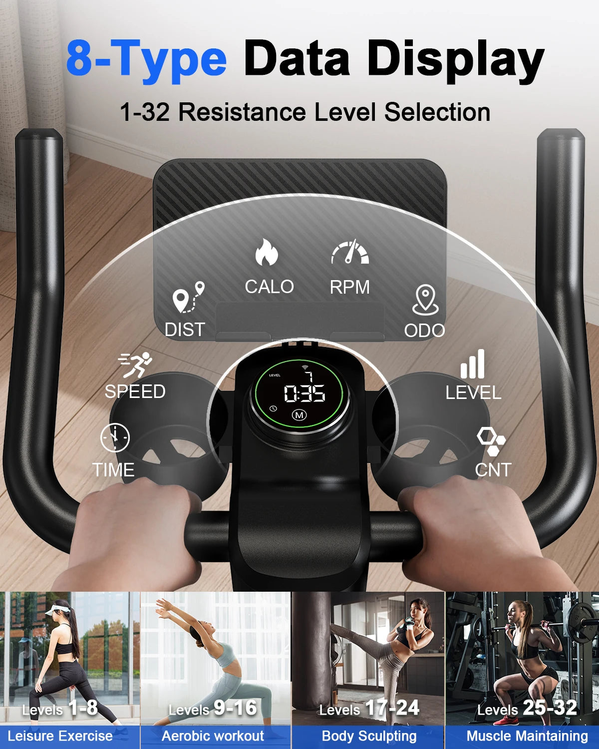 Superun Magnetic Control Exercise Bike Large Tablet Holder Comfortable Seat Indoor Cycling Bike Cardio Fitness Bike