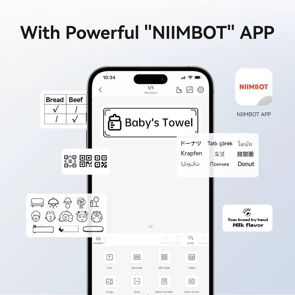 Niimbot 200dpiB21 300dpi B21PRO Label Maker Tag Price Portable Thermal Label Printer with White Photo Labels for Bakery/Business