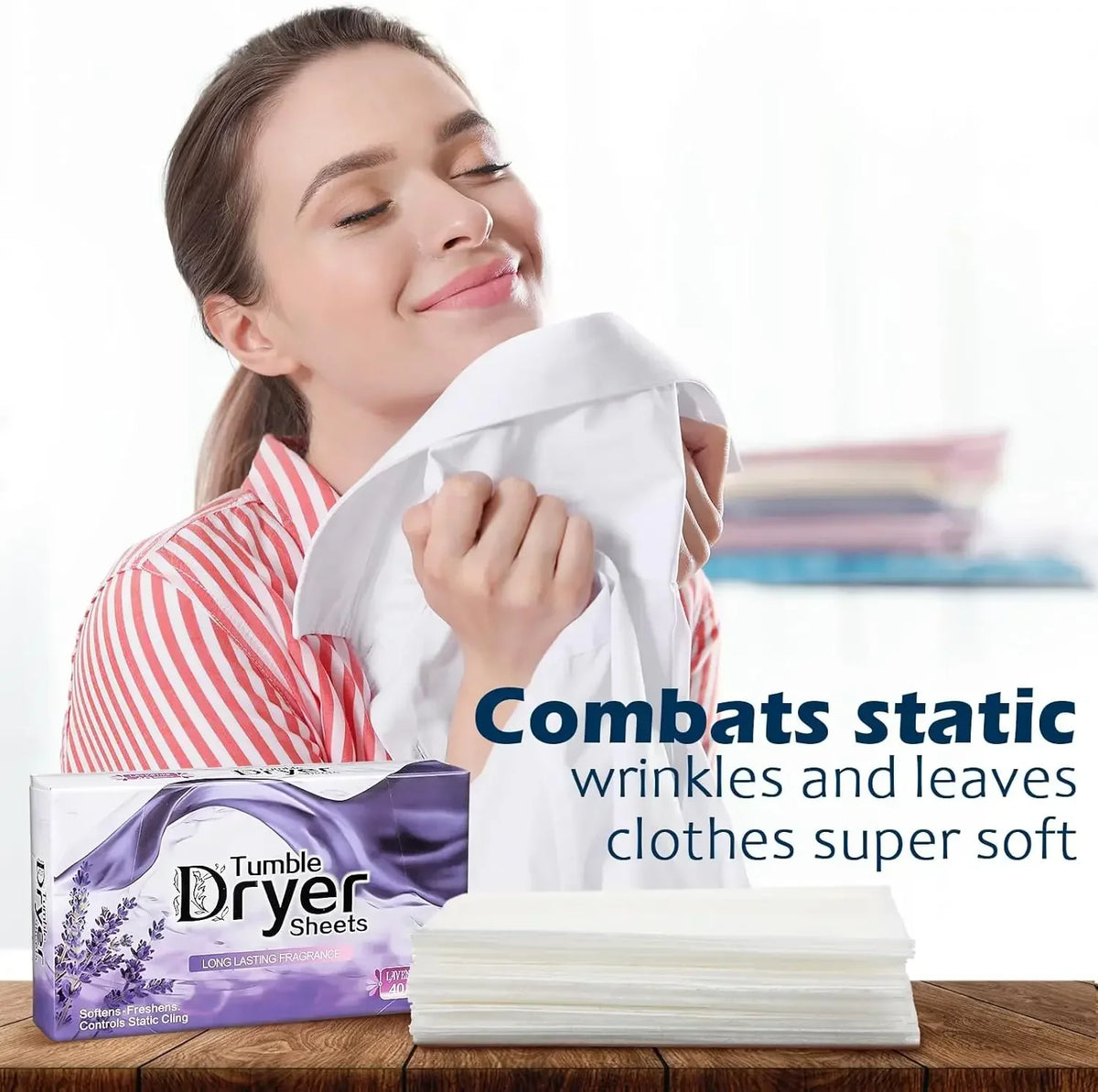 Dryer Sheets Bulk,Natural Plant Fabric Softener Anti Static Wrinkle Release Fresh Scent Laundry Sheets for Tumble Dryer Home Use
