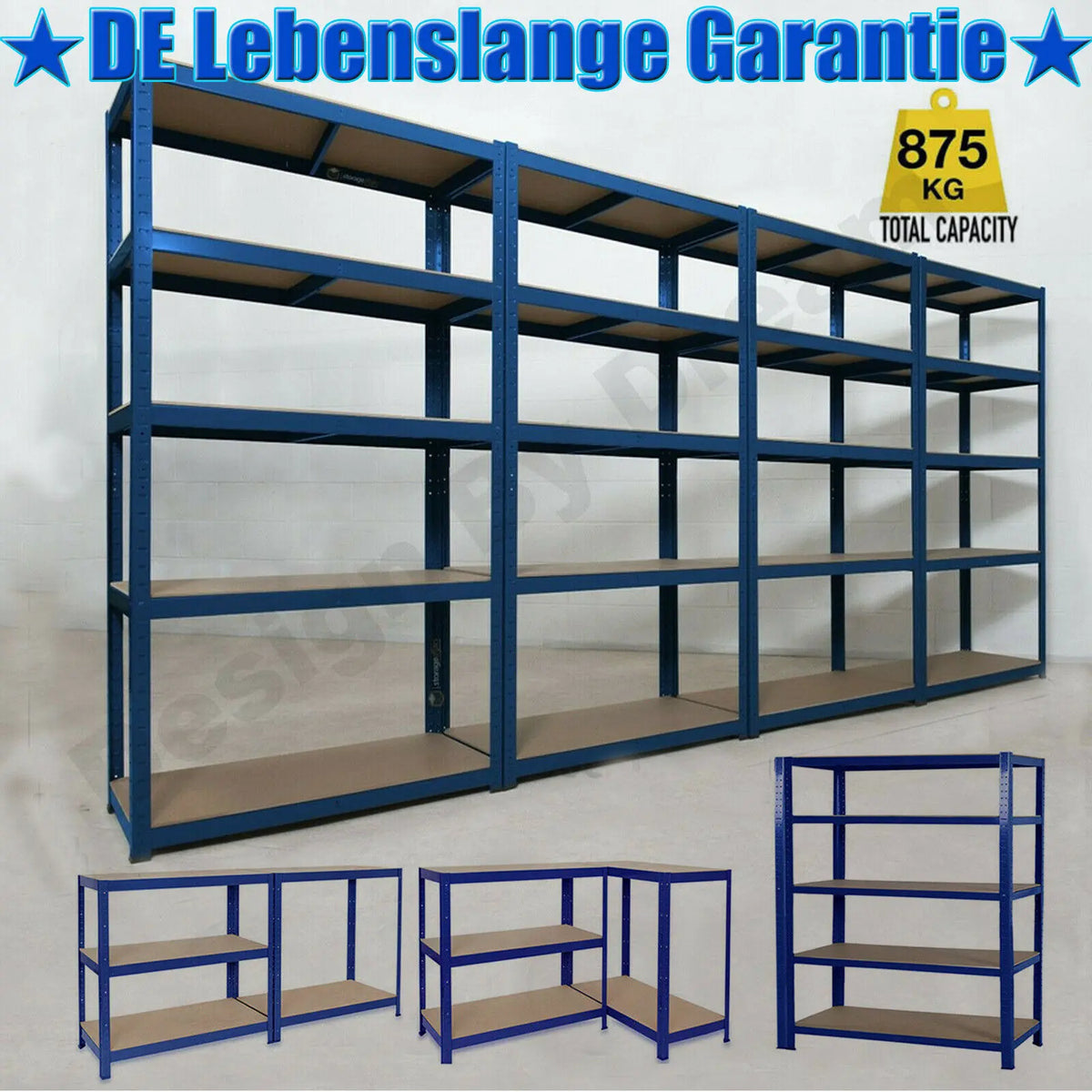DayPlus Storage Shelving Heavy Duty Adjustable Boltless Garage Metal Shelf, Workshop Shelf, Max Load 875kg,Easy Installation