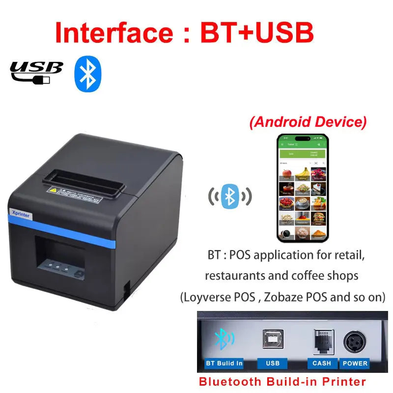 Xprinter 80mm Auto-cutter Thermal Receipt/Bill Printer 200MM/S POS With Usb/Ethernet/Bluetooth/Wifi For Kitchen/Restaurant