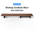 Premium Black Walnut Wood Monitor Stand Office Riser for Computer Screen Extra Long Laptop Rack Desktop Management Storage Shelf