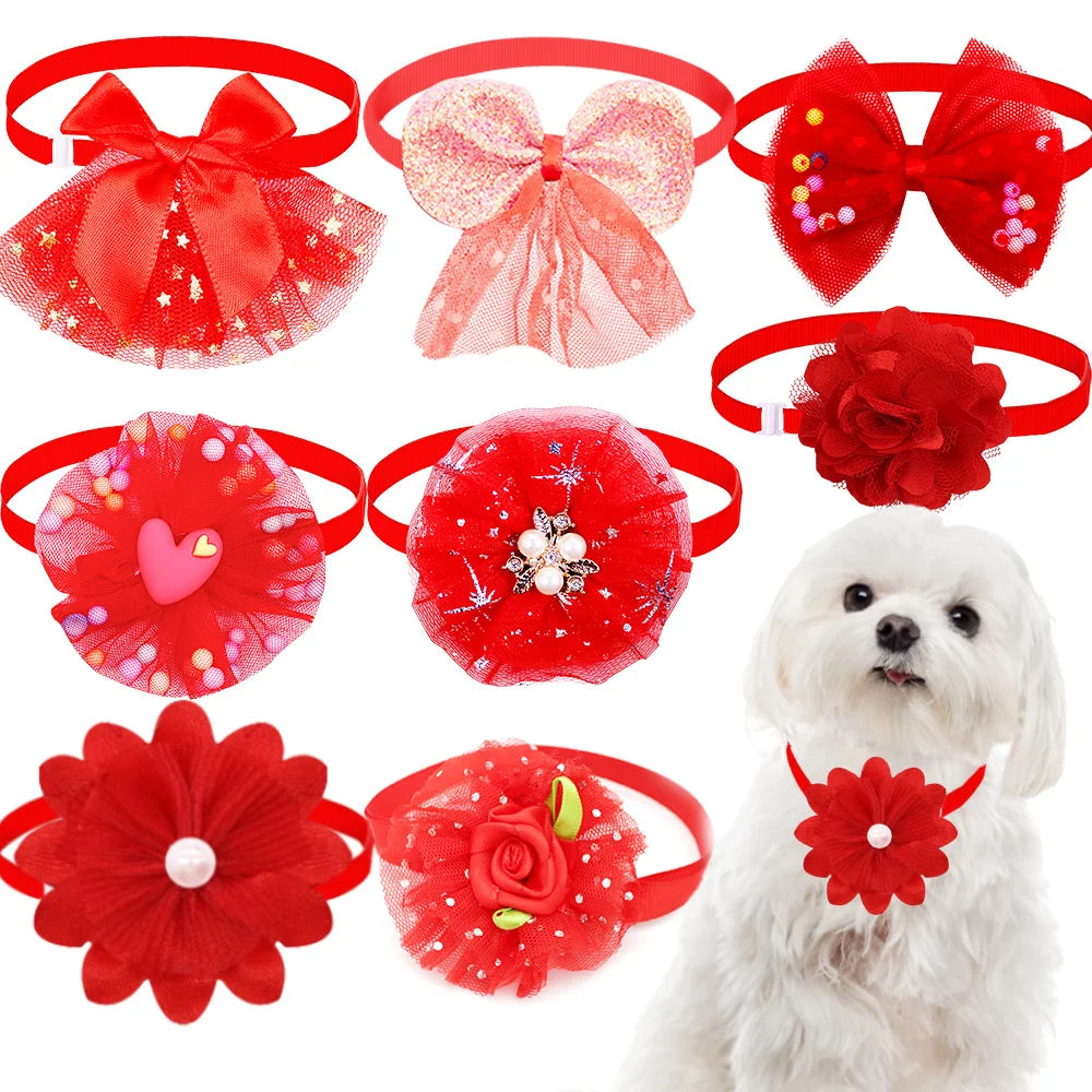 50PCS Small Dog Cat Bowtie Cute Bulk Lace Pet Dog Bowtie Collar for Dogs Grooming Accessories Pet Supplies for Small Dogs