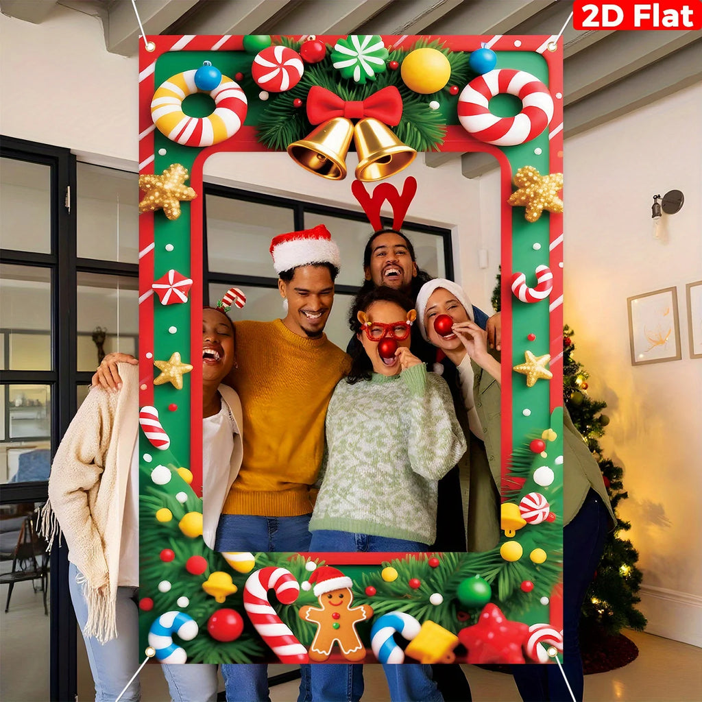 Christmas Photo Booths Merry Christmas Decoration for Home Pendant Xmas Backdrop Ornament Navidad Natal New Year Gift