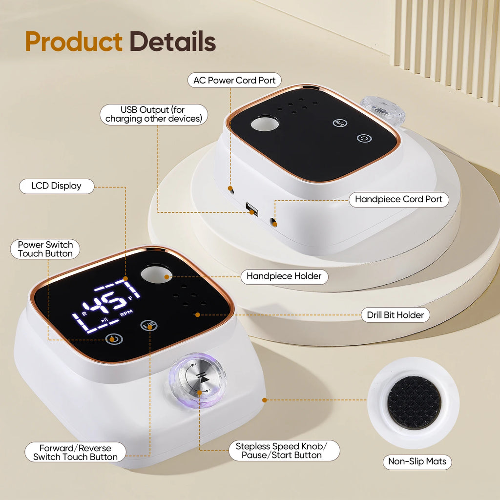 Electric Nail Drill 50W 40000RPM Professional Manicure Machine Portable Nails Sander Nail Salon Polisher Equipment Tools