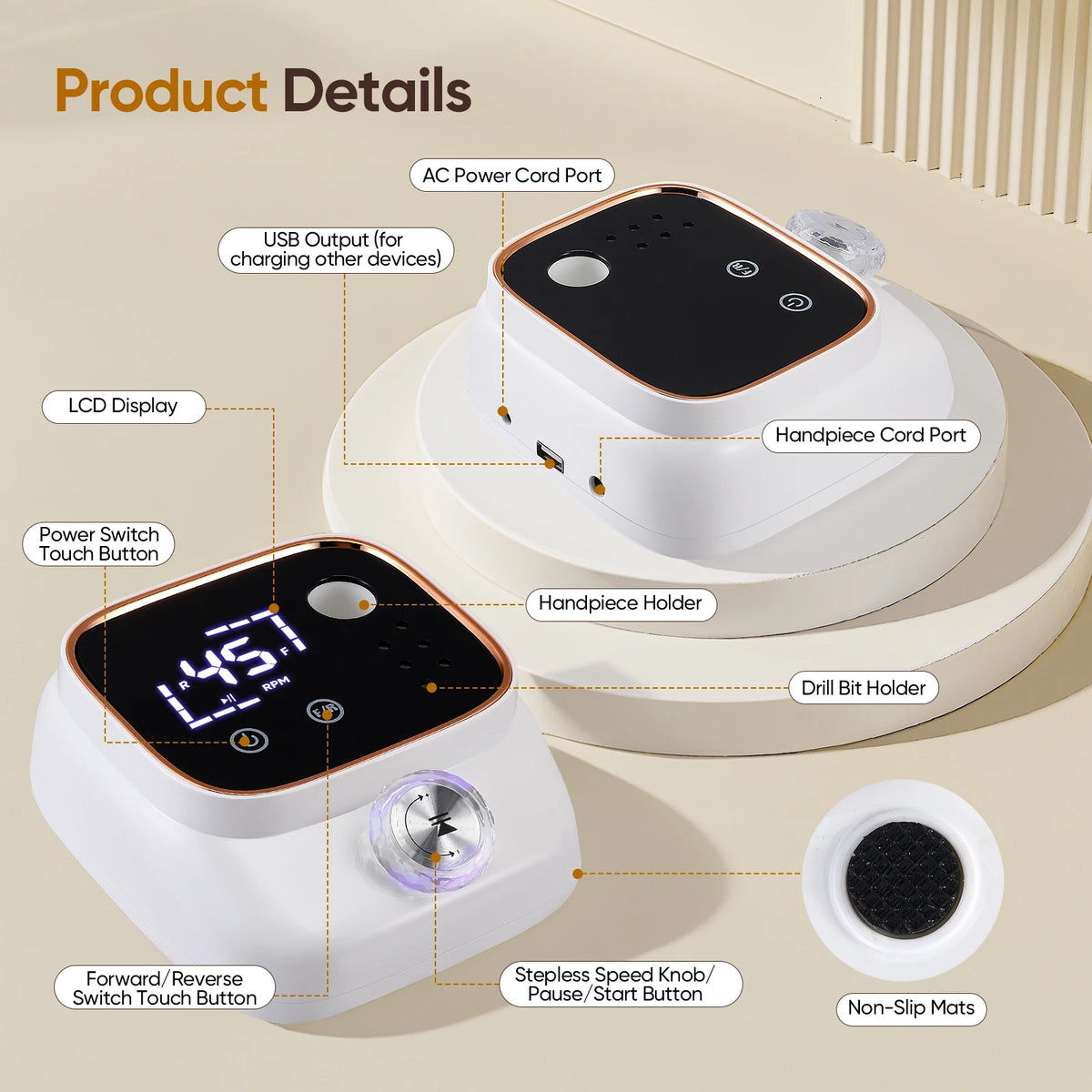 Electric Nail Drill 50W 40000RPM Professional Manicure Machine Portable Nails Sander Nail Salon Polisher Equipment Tools