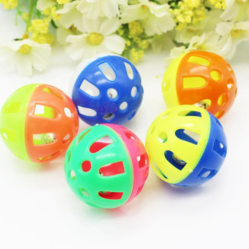 Ball With Bell Ring Toys For Cats Plastic Jingle Playing Chew Rattle Scratch Balls Interactive Cat Training Toys Pet Cat Supply