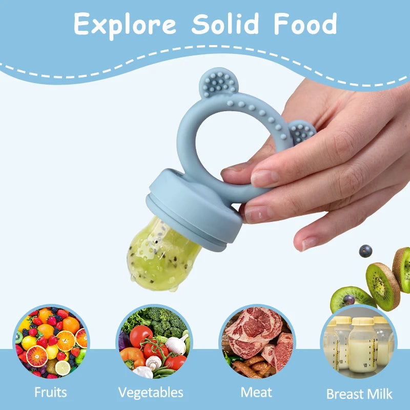 Silicone Bear Shaped Baby Fruit Feeder Fresh Fruit Food Nipple Pacifier - Fun And Healthy Feeding for Babies