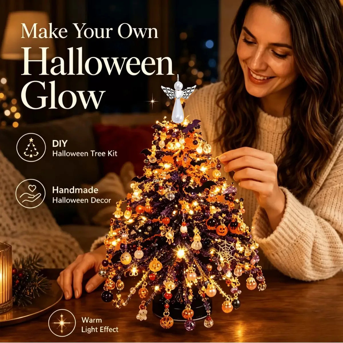 DIY Beaded Christmas Tree Kit 3D Crystal Bead Holiday Craft Set for Adults Colorful Beads Tabletop Tree Ornament Charms DIY Gift