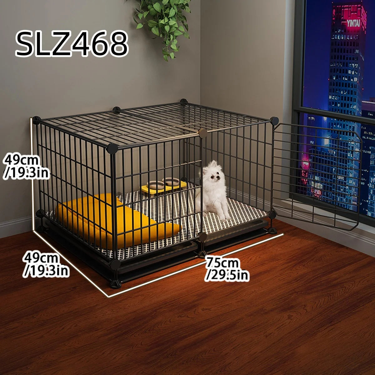 Dog Cage for Small Dogs Like Pomeranian, Teddy, Bichon, Warm Winter Pet Kennel for Medium-Sized Dogs with Separate Toilet Area