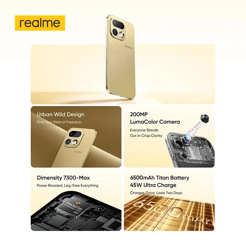 realme 16Pro 5G Smartphone Fast Charge 45W  Battery 6500mAh, Camera 200MP OIS, IP69 AMOLED Display 144Hz 6.78"
