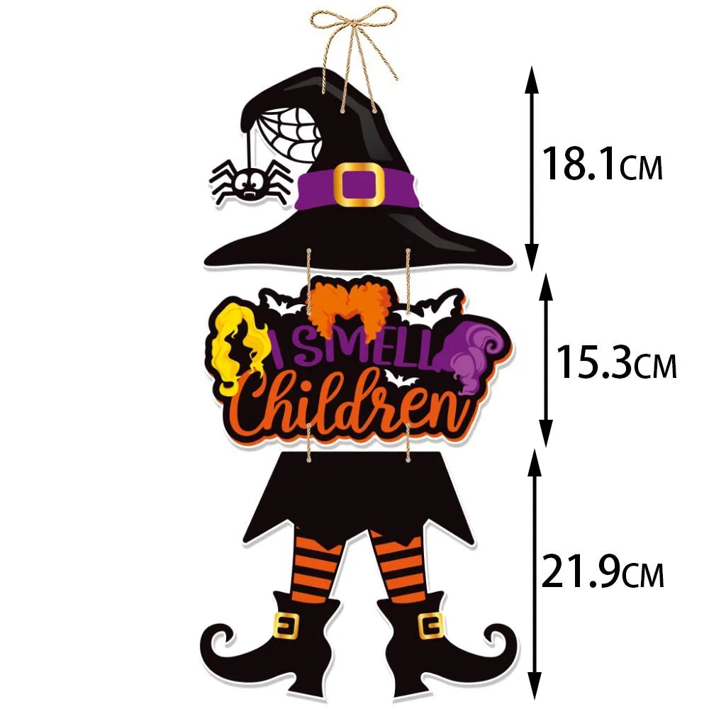 Halloween Party Door Decorations Horror Pumpkin Ghost Bat Hanging Pendent Paper Sign for Home Halloween Festival Party