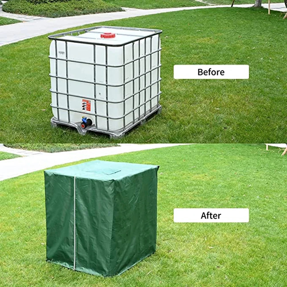 1000L IBC Water Tank Cover Tarpaulin Waterproof UV Resistant Tarpaulin with Zipper for IBC Rain Tank Cover Dustproof