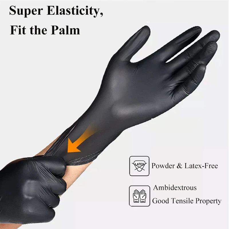 20/100PCS Black Nitrile Gloves Disposable Latex & Powder Free Non-Sterile Cleaning Gloves for Household Kitchen Mechanic Tattoo