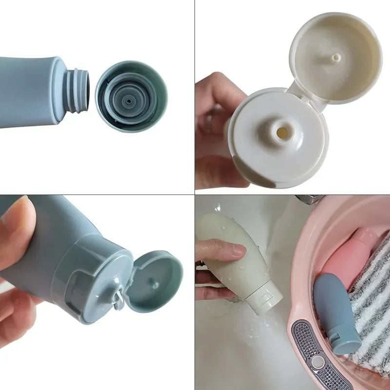 3pcs/set Travel Refillable Cosmetic Containers 60ML Travel Bottles Set Mini Squeeze Bottles for Toiletries Shampoo Conditioner