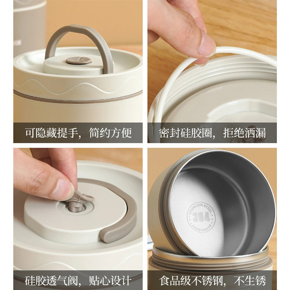 3pcs Insulated Lunch Box 304 Stainless Steel Food Grade Lunch Box Set with Insulation Bag 3 Individually Stackable Lunch Boxes
