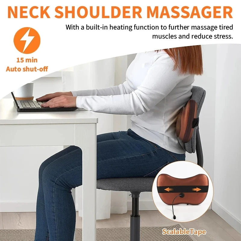 Electric Cervical Hot Compress  Massage Pillow NeckTraction  Spine Support Massager Relax Health Care
