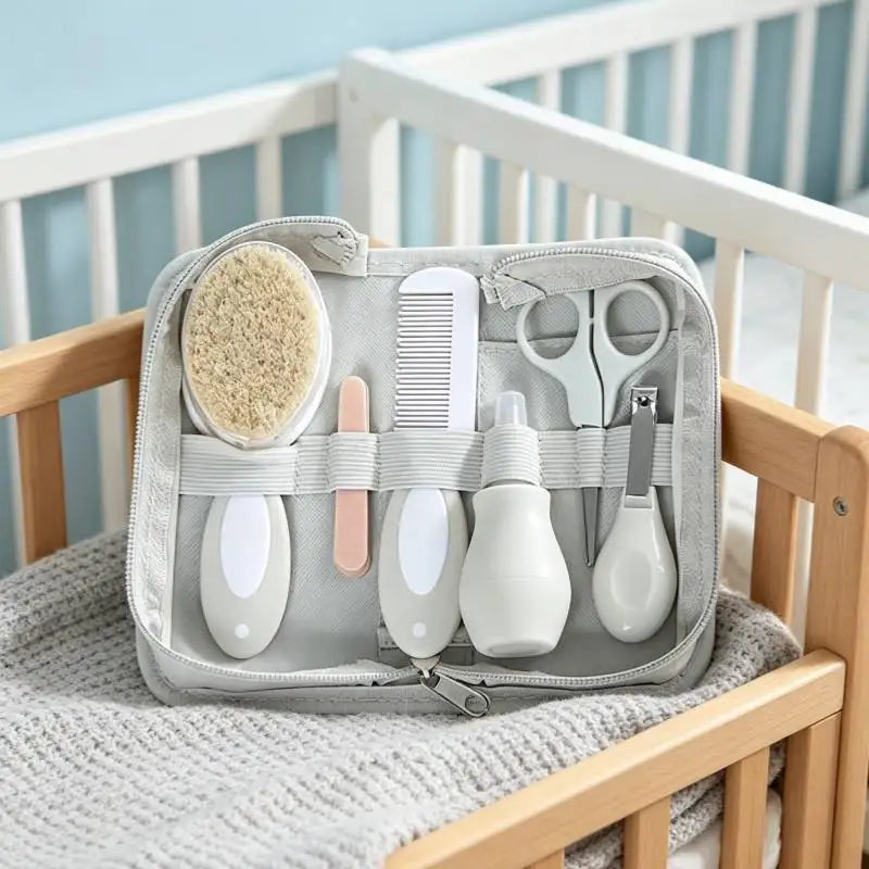Baby Care Kit Six-Piece Baby Nasal Inhaler Nail Clipper Brush File Comb Scissors Set Daily Cleaning and Care Accessories for Baby