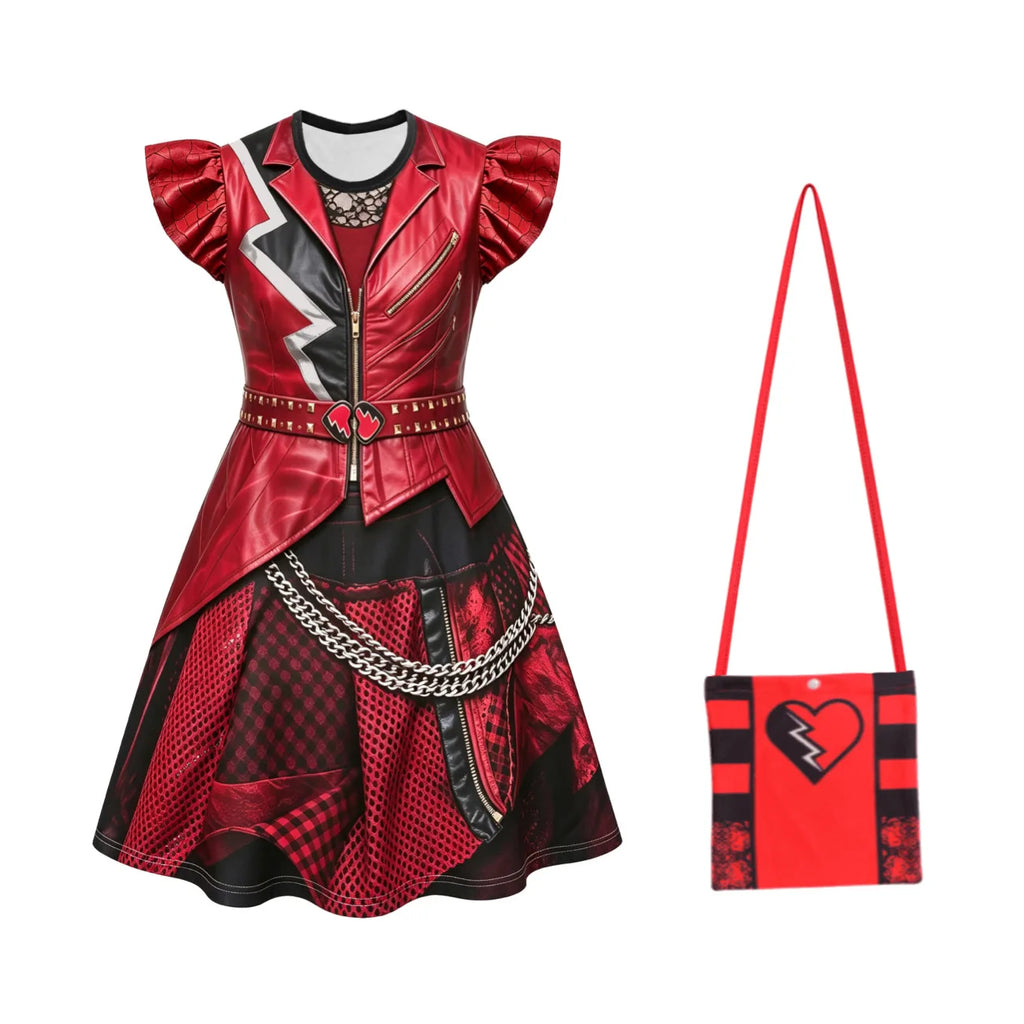 Halloween Descendants5 Costume Mal Costume Girls Evie Cosplay Costume Childs Fantasia Halloween Cloth Birthday Party Fancy Dress