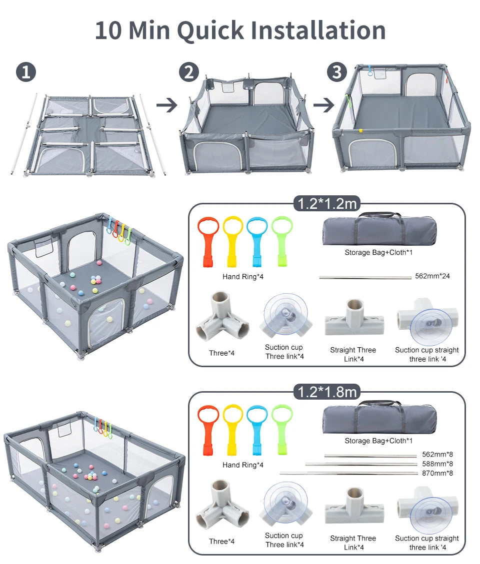 Baby Playpen for Children New Arrival Baby Playground for 6 Months~6 Years Old Kids Ball Pit Playpen Indoor Baby Safety Fence
