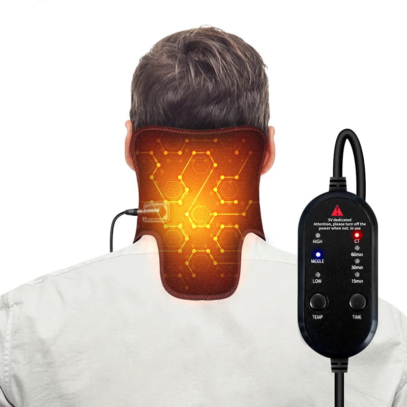 Electric Heated Neck Brace Massager Belt with 3 Adjustable Temperature Levels for Warmth And Neck Massage Relaxation Support