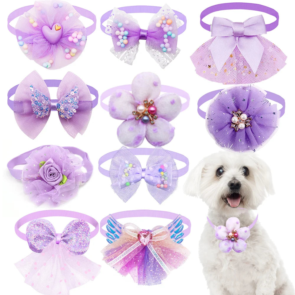 50PCS Small Dog Cat Bowtie Cute Bulk Lace Pet Dog Bowtie Collar for Dogs Grooming Accessories Pet Supplies for Small Dogs