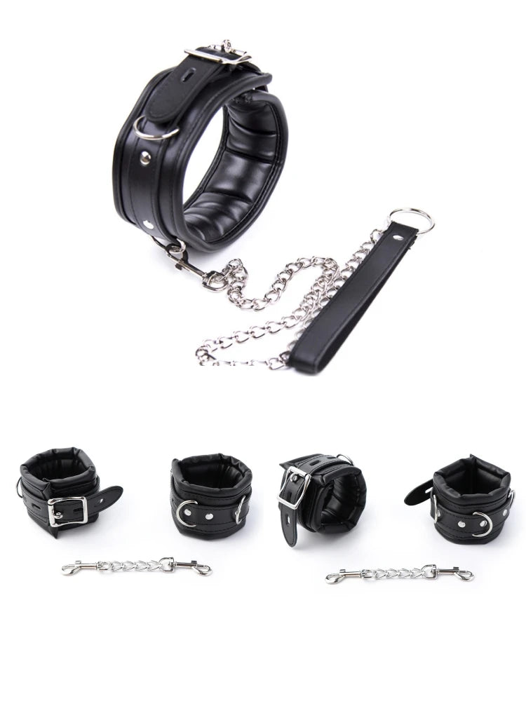 Bondage Kits Extendable Products Leather Restraint Set Handcuffs Ankle Cuffs Bdsm Toys For Couples Women 18 Adult Games