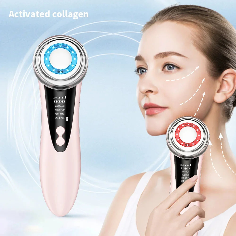 Microcurrent EMS Face Lift Beauty Device LED Red Blue Light Skin Rejuvenation Tightening Electric Facial Massager Wrinkle Remove