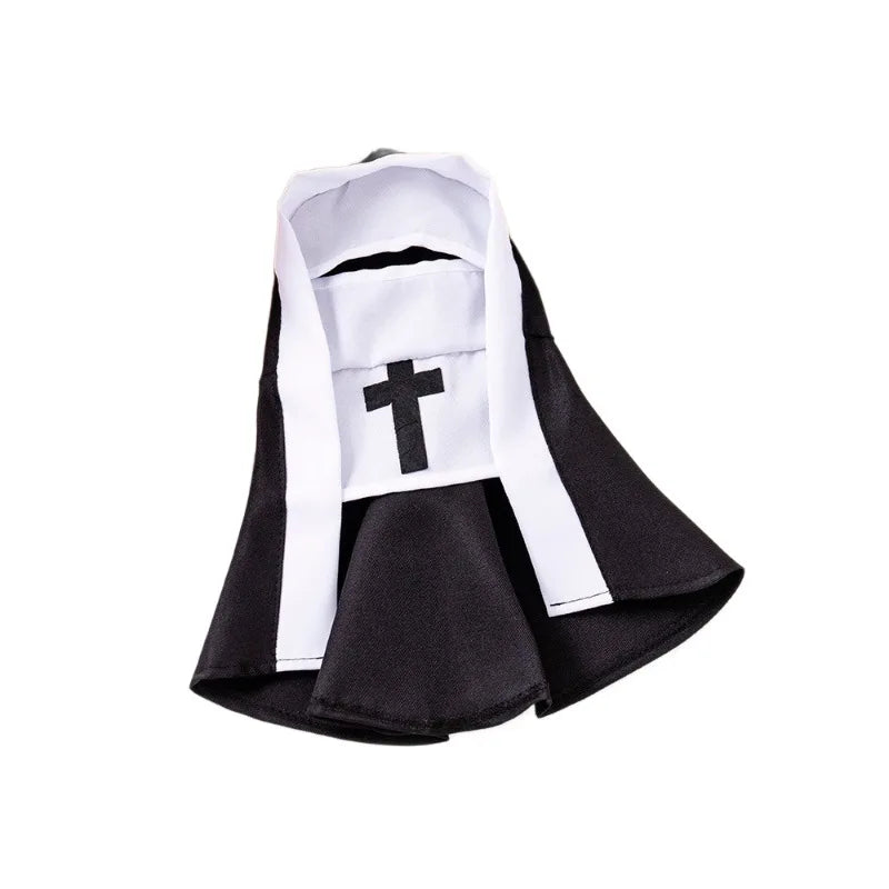 Halloween Cats Nun Costume Cross Print Kitty Clothes for Small Dogs Funny Cute Dress Up Party Pet Overalls Cat Accessories