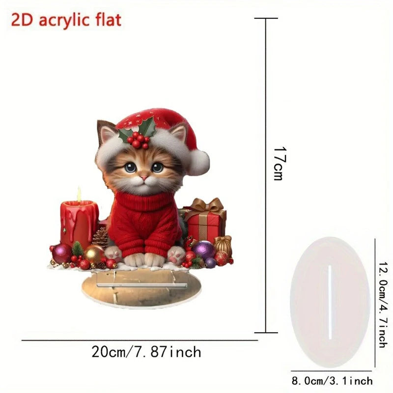 Christmas Xmas Tree Desktop Ornament Santa Claus Reindeer Sled Tabletop Decoration With Base 2D Acrylic Navidad Party Supplies