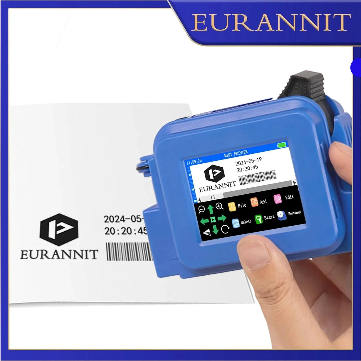 EURANNIT XMINI 12.7mm Portable Mini Inkjet Printer with Fast Dry Ink for Logo Expire Date QR Barcode Batch Number Label Printer