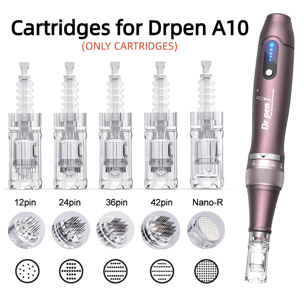 10Pcs 0.25mm Cartridge Microneedle 12pin 24pin 36pin 42pin Round Nano Needle For Dr Pen A10 Microneedling Pen