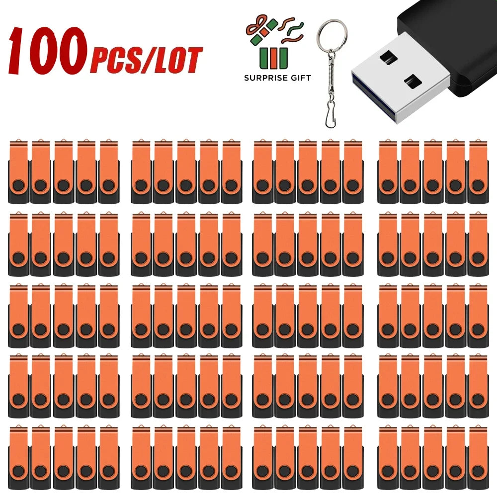 Free Custom 100PCS USB Flash Drive 128mb 4GB 8GB 16G Metal Pendrive 32GB 64GB Photography Studio Gift 128GB Venue Gift Pen Drive