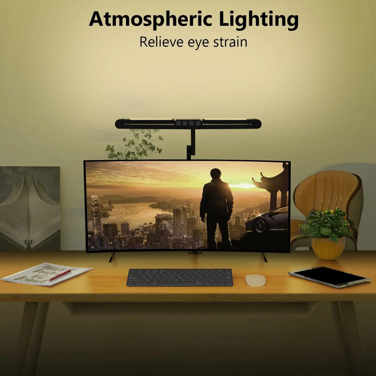 LED Desk Lamp with Clamp Architect Desk Lamps for Home Office with 4 Colour Modes, Ultra Bright Computer Desk Lamp Continuo