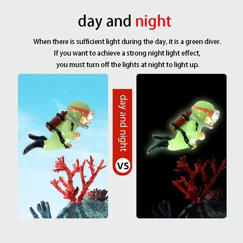 Mini Floating Diver Aquarium Ornaments Fish Tank Decoration Luminous Green Cute Small Floating Ball Aquarium Accessories Acuario