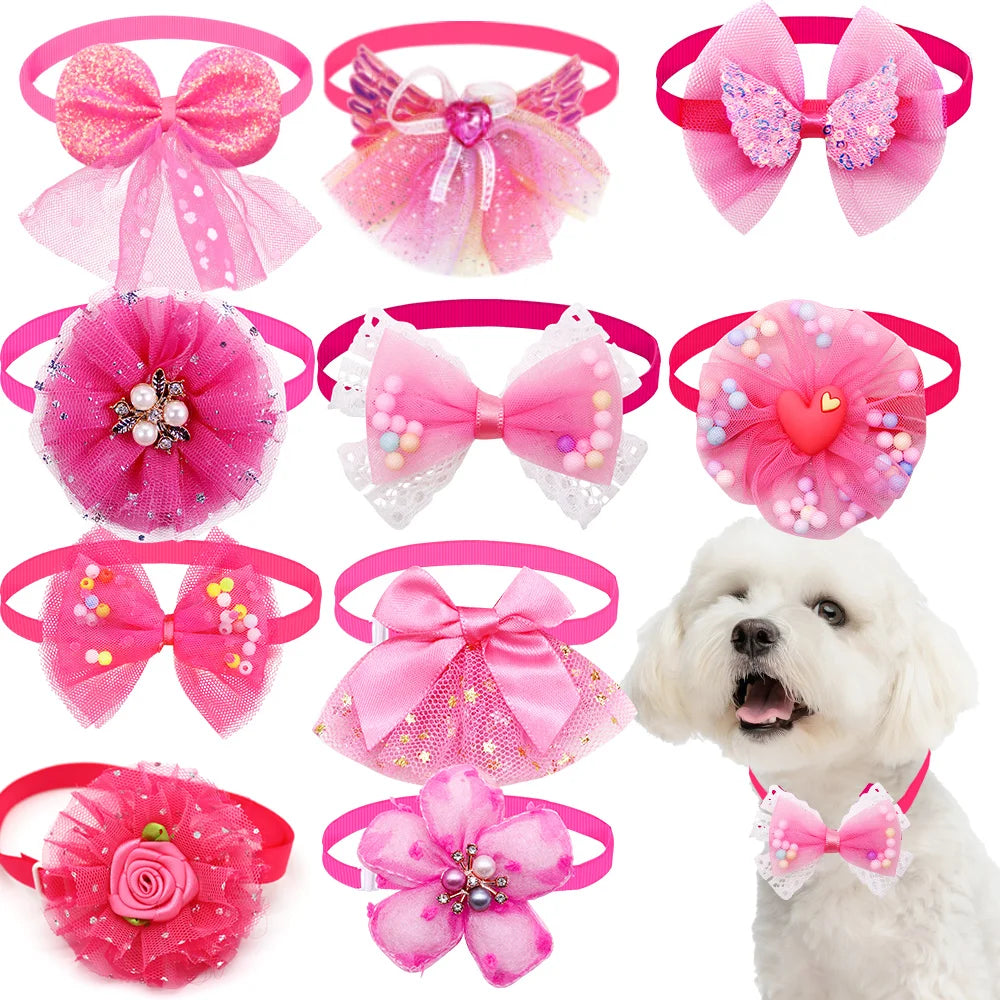 50PCS Small Dog Cat Bowtie Cute Bulk Lace Pet Dog Bowtie Collar for Dogs Grooming Accessories Pet Supplies for Small Dogs