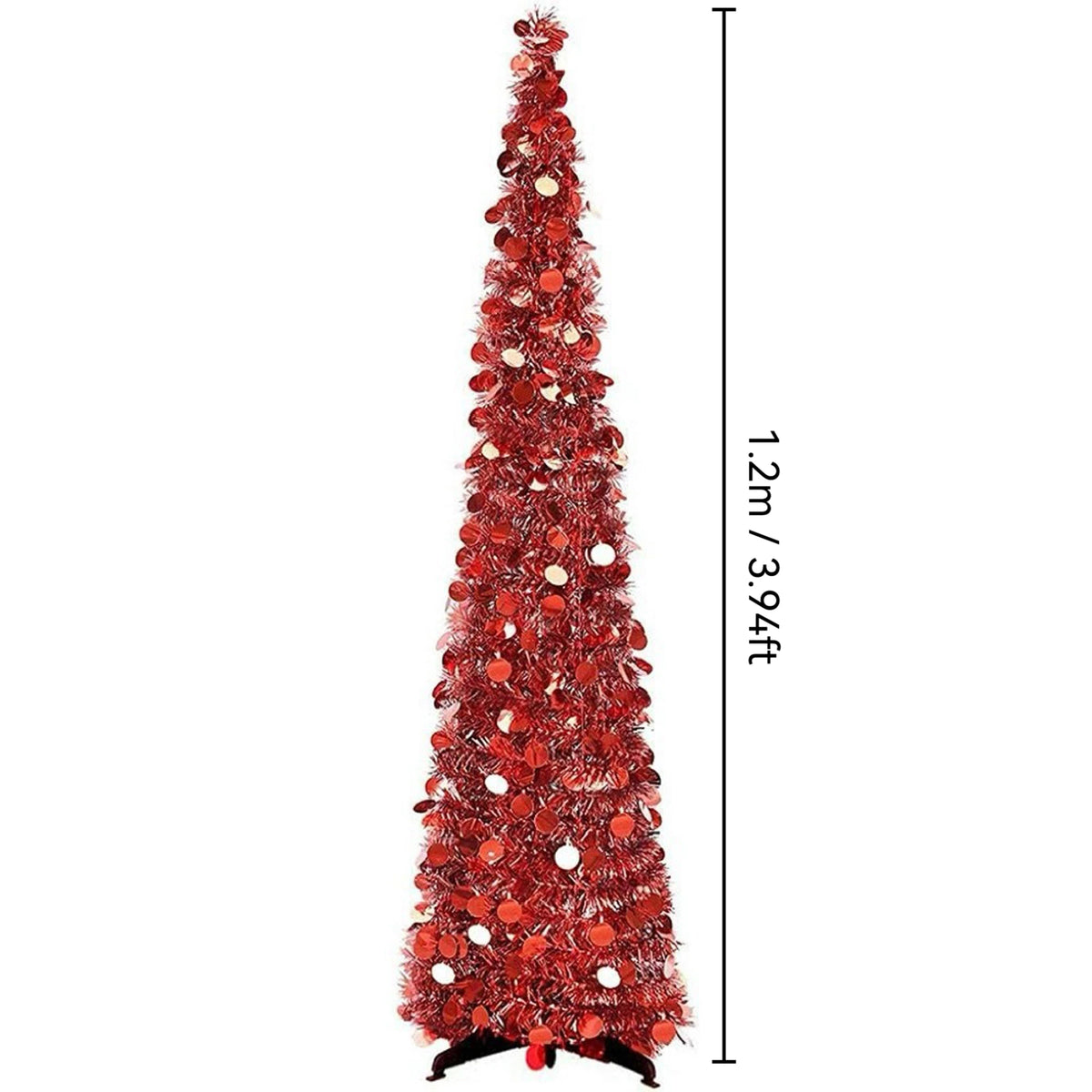 Christmas Tree 1.2m Retractable Foldable Tinsel Chenille Spiral Design Festive Holiday Christmas Decor Home Indoor Accessory