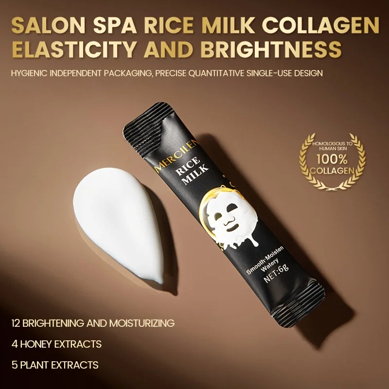10pcs Mercilen Rice Milk Collagen Yeast Facial Peeling Masks Anti Wrinkles Moisturizing Anti-Aging Tearing Peel-Off Face Mask