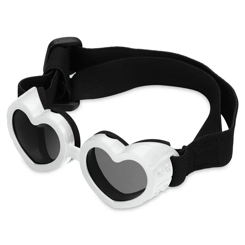 1 pc Heart-shaped Small Dog Sunglasses Waterproof UV Protection Cat Sunglasses with Adjustable Strap Goggles Pet Products