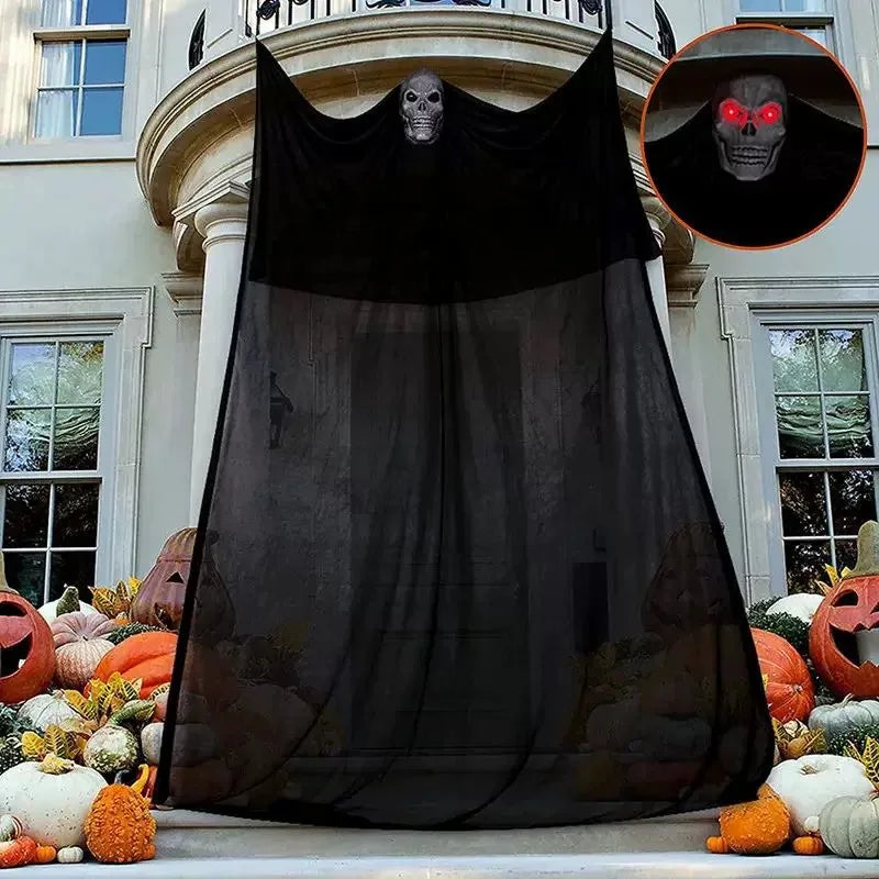 3.3M Halloween Ghost Hanging Decoration with Sound Activated and Glowing Eyes for Haunted House Escape Room Outdoor Prop Decor