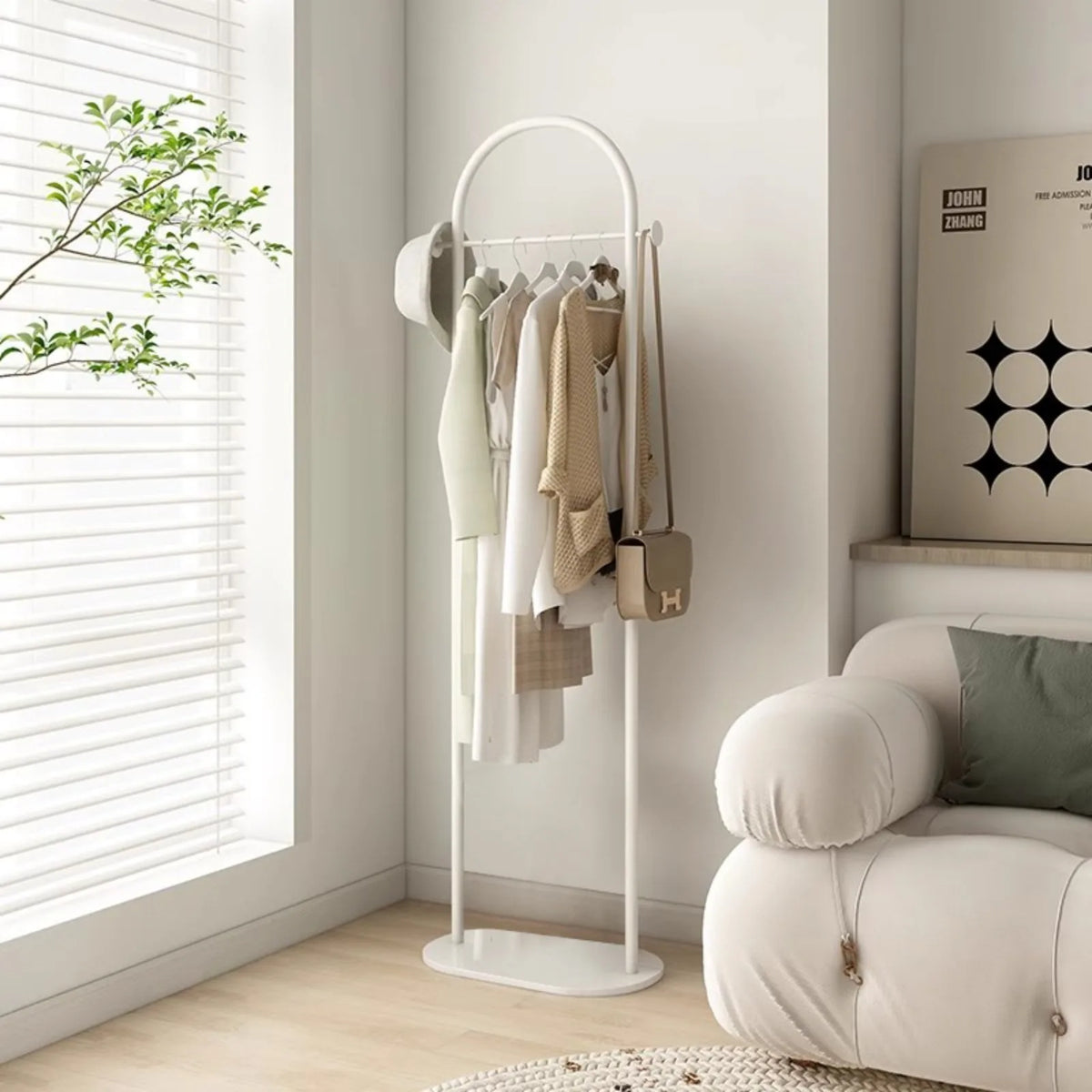 Floor-Standing Clothes Rack for Bedroom, Space-Saving Modern Minimalist Home Use Clothes Rack for Living Room, Indoor Coat Rack