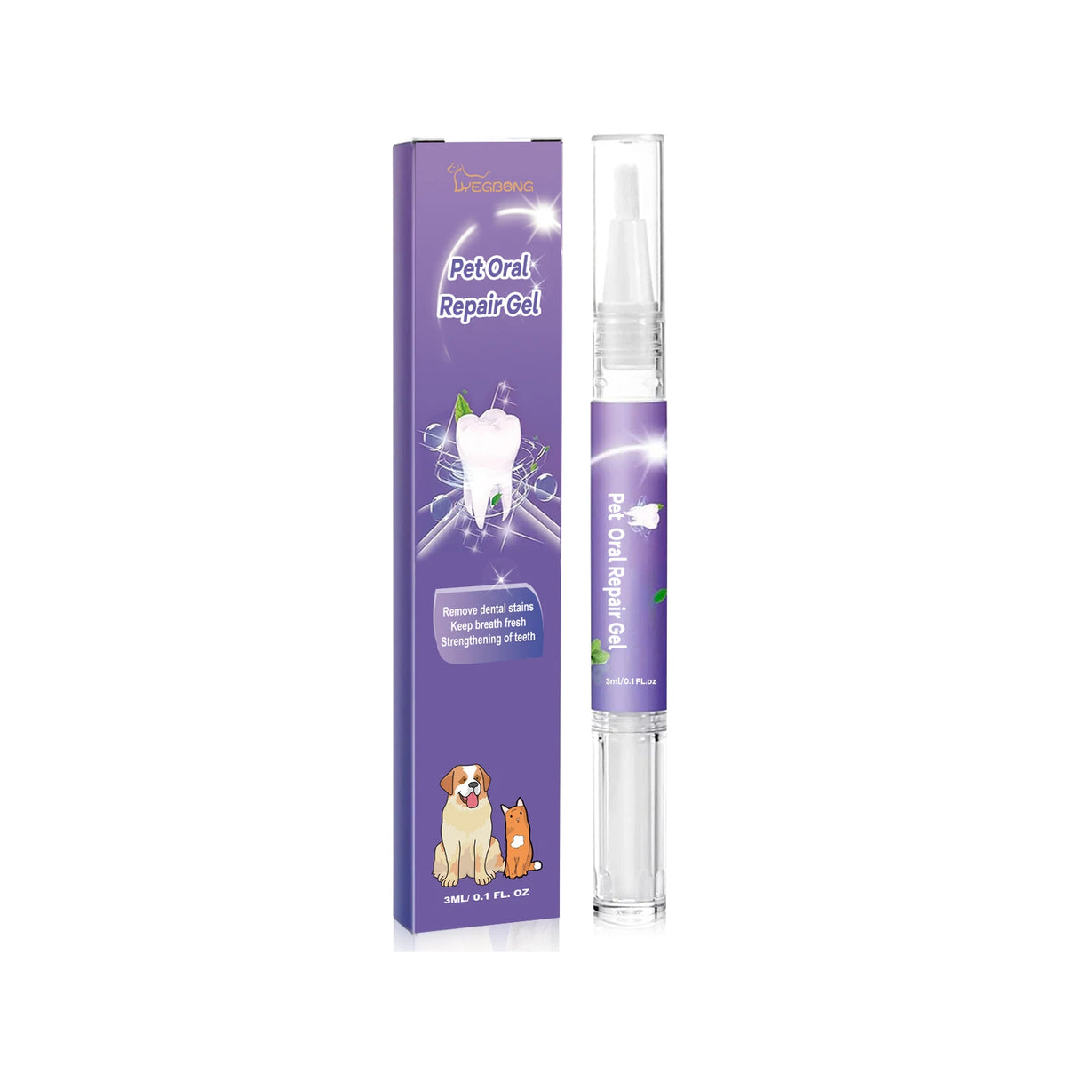 Pet Dental Care Gel 3ml Teeth Cleaning Pen for Dogs and Cats Fresh Breath Tartar Control Soothes Gums Easy Baking Soda Formula