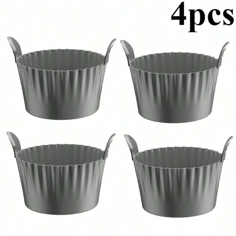 1/4PCS Reusable Silicone Air Fryer Liners and Baking Cups Accessories for Eggs Cakes Meatballs Non-Stick Kitchen Baking Tools