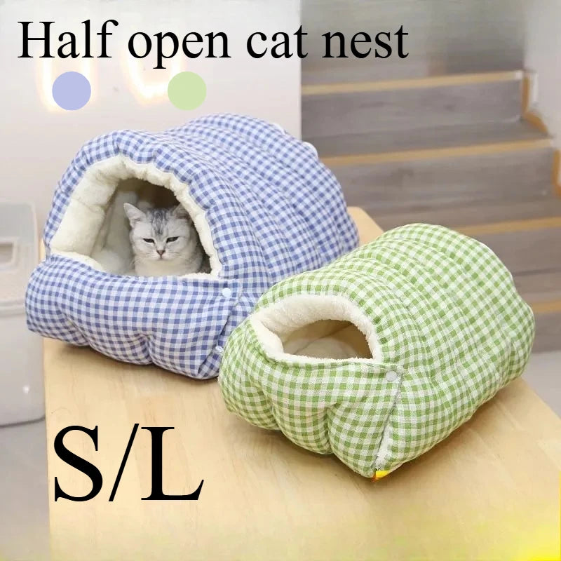 Foldable Winter Pet Bed/Sleeping Bag for Cats and Dogs, Thickened Semi-Enclosed Design, Soft Indoor, Christmas/Warm in Autumn/Winter