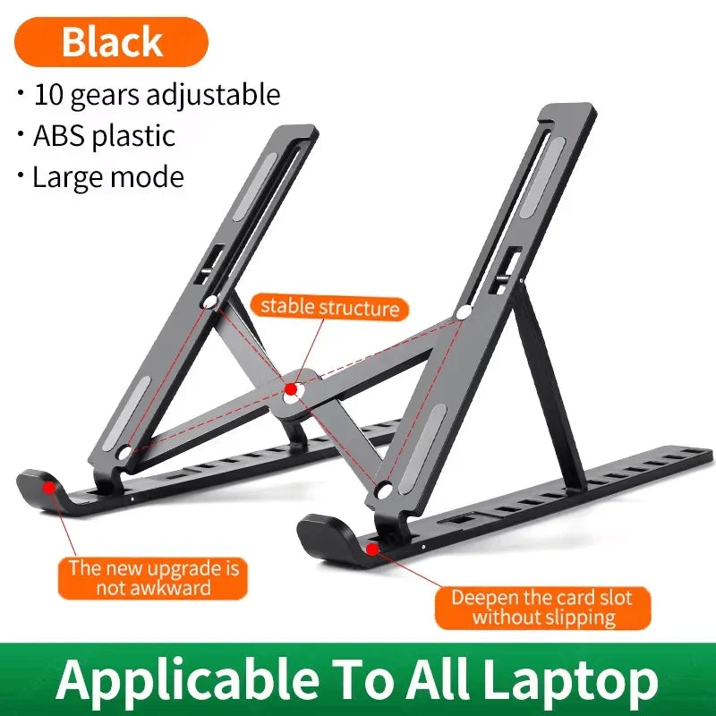 Supporto per laptop regolabile, supporto portatile e pieghevole per monitor di computer, base per notebook, accessori per MacBook Air, iPad e tablet